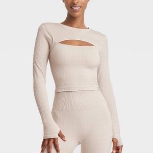 Target JoyLab Textured Seamless Long Sleeve Cut Out Top